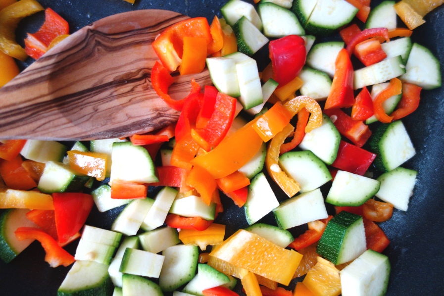 Vegetables in pan