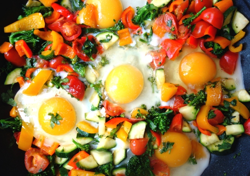 Rainbow Breakfast with eggs