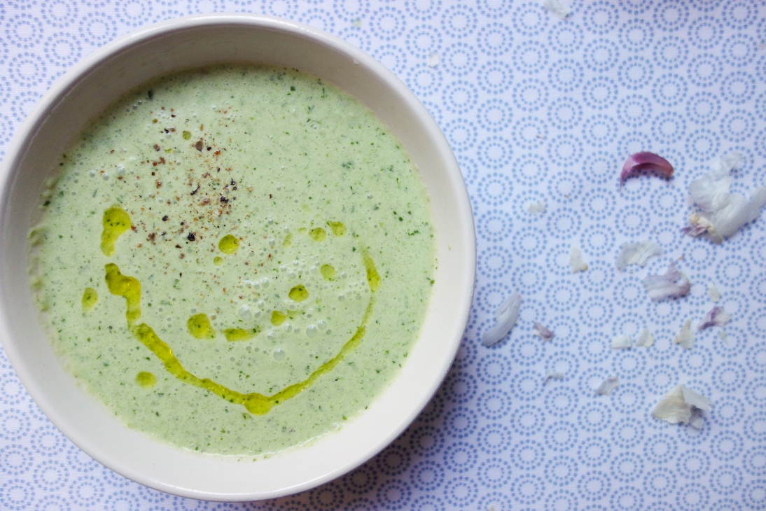 Parsley soup served