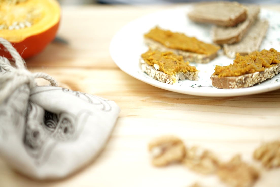 Vegan Pumpkin Spread with Turmeric on a plate